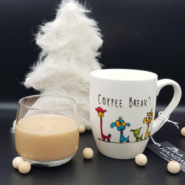Cană Coffee Break – cățeluși, pictată manual
