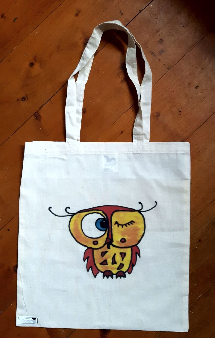 Owl Natural Tote Bag - Image 2