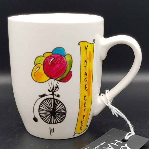 Cană Vintage Coffee, pictată manual