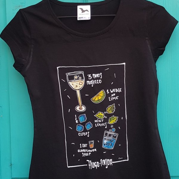 Hugo, rețeta de cocktail – tricou negru de damă