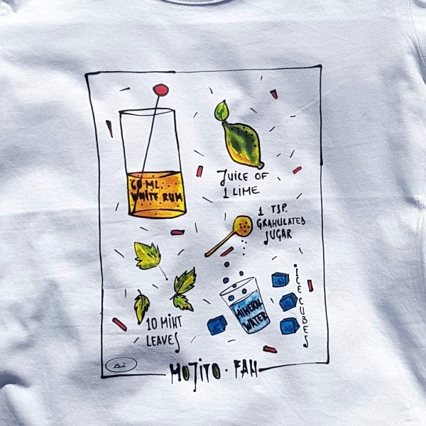 Mojito, rețeta de cocktail – tricou alb de damă