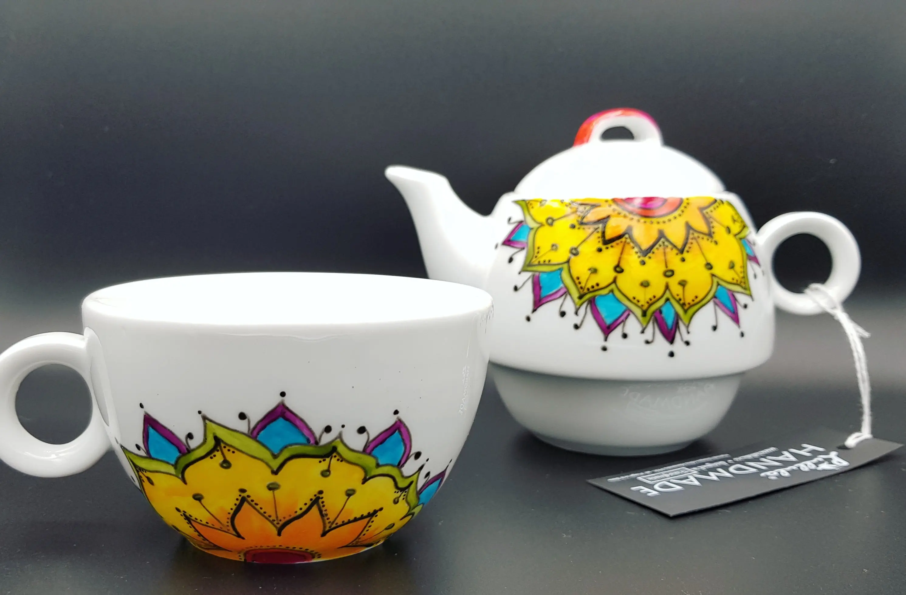 “Air” Tea for One Set, Hand-Painted - Image 2