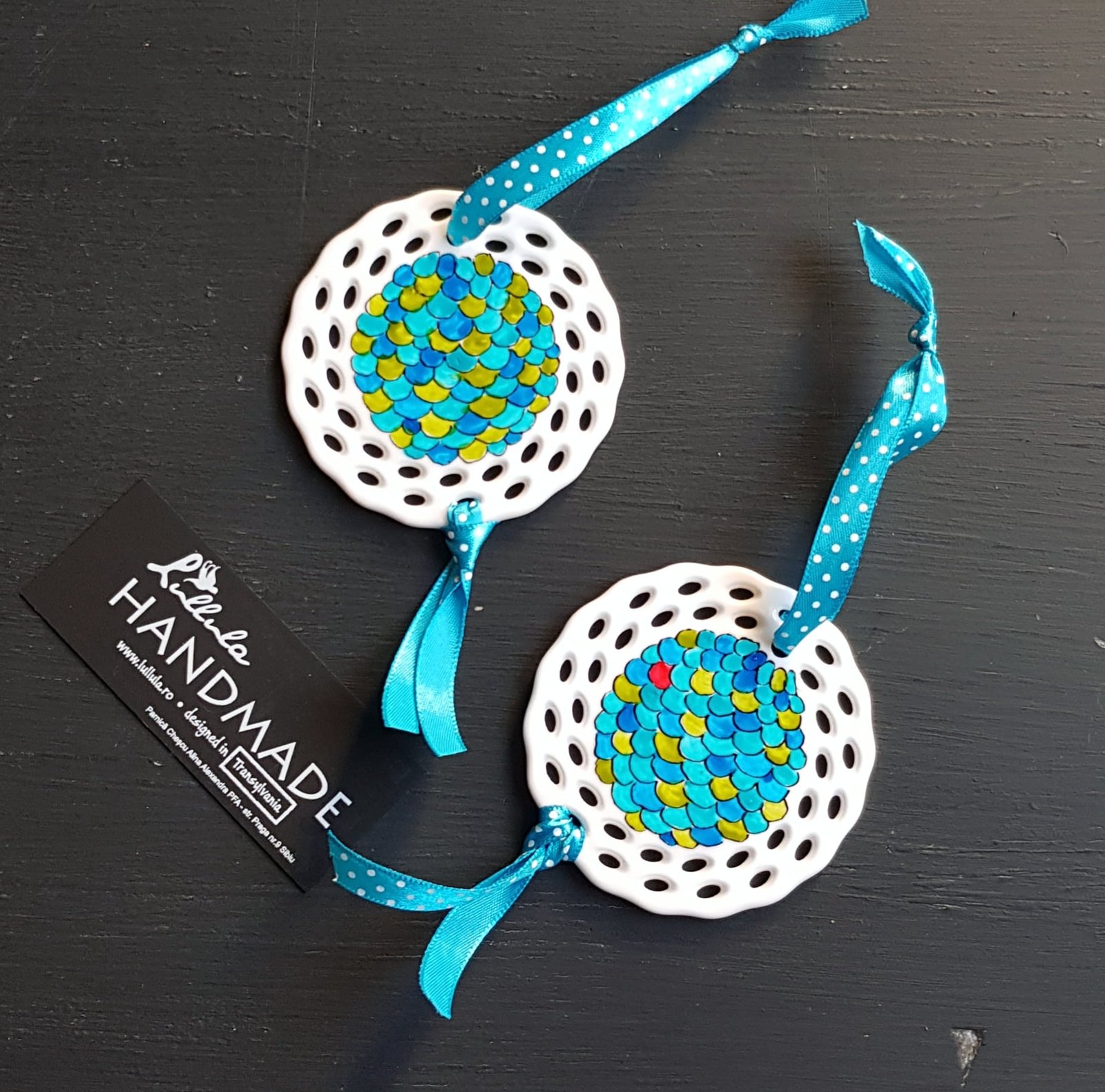 “Enchanted Fish Scale” - Set of 2 Hand-Painted Ornaments - Image 5