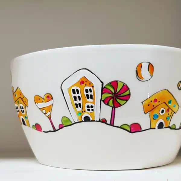„Happy Ginger Town”, set de două boluri gemene, pictate manual