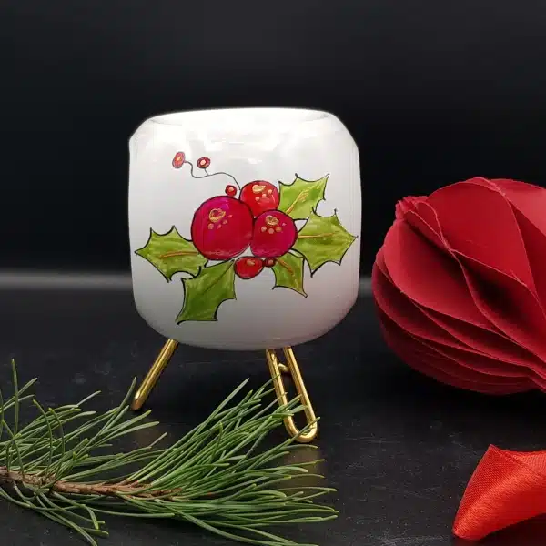 Tablou cu ilex - lămpiță de aromaterapie pictată manual