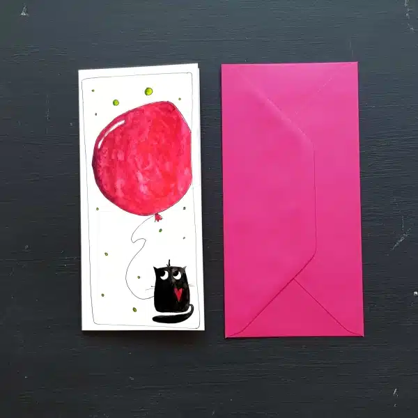 Felicitare Pisica cu balon