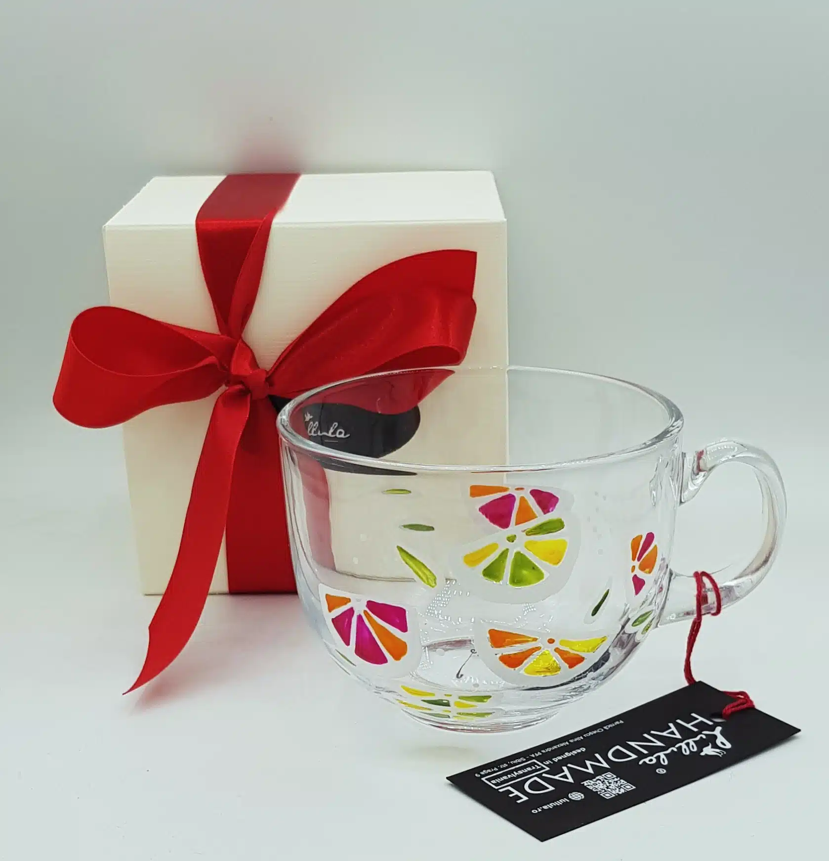 Happy - cană din sticlă pictată manual - imagine 2