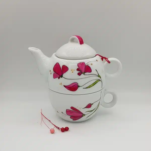 Fragilă floare - set individual de ceai, pictat manual